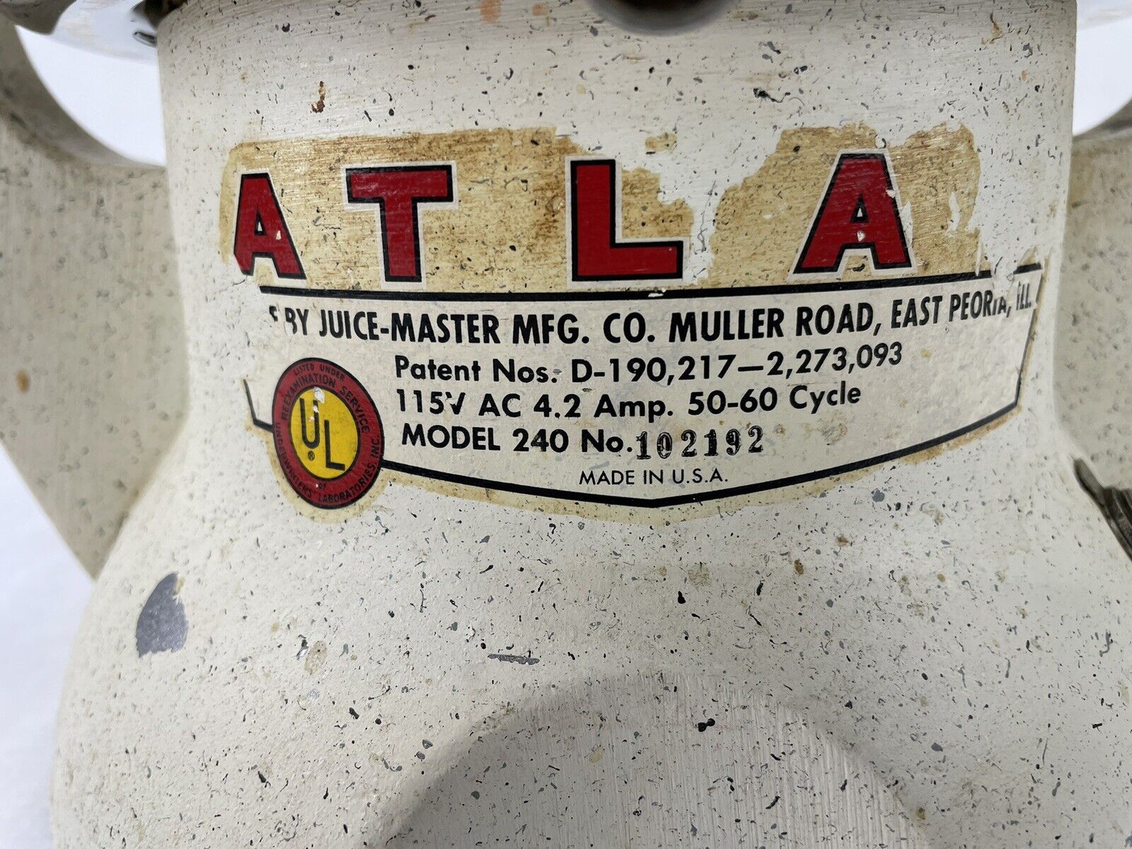 Atlas Juice Master 240 Electric Juicer Tested Working