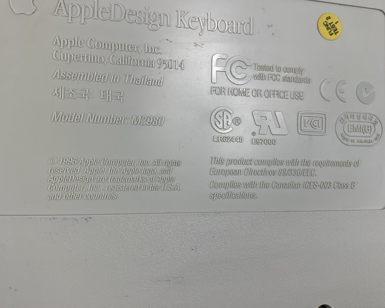 Vintage Apple Design M2980 Keyboard with Editor Key Overlay - Parts or Repair
