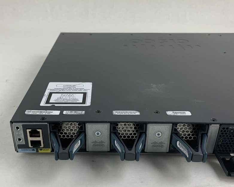 Cisco WS-C3650-24PS-S 24-Port Gigabit PoE Switch Managed Tested Bad Fan