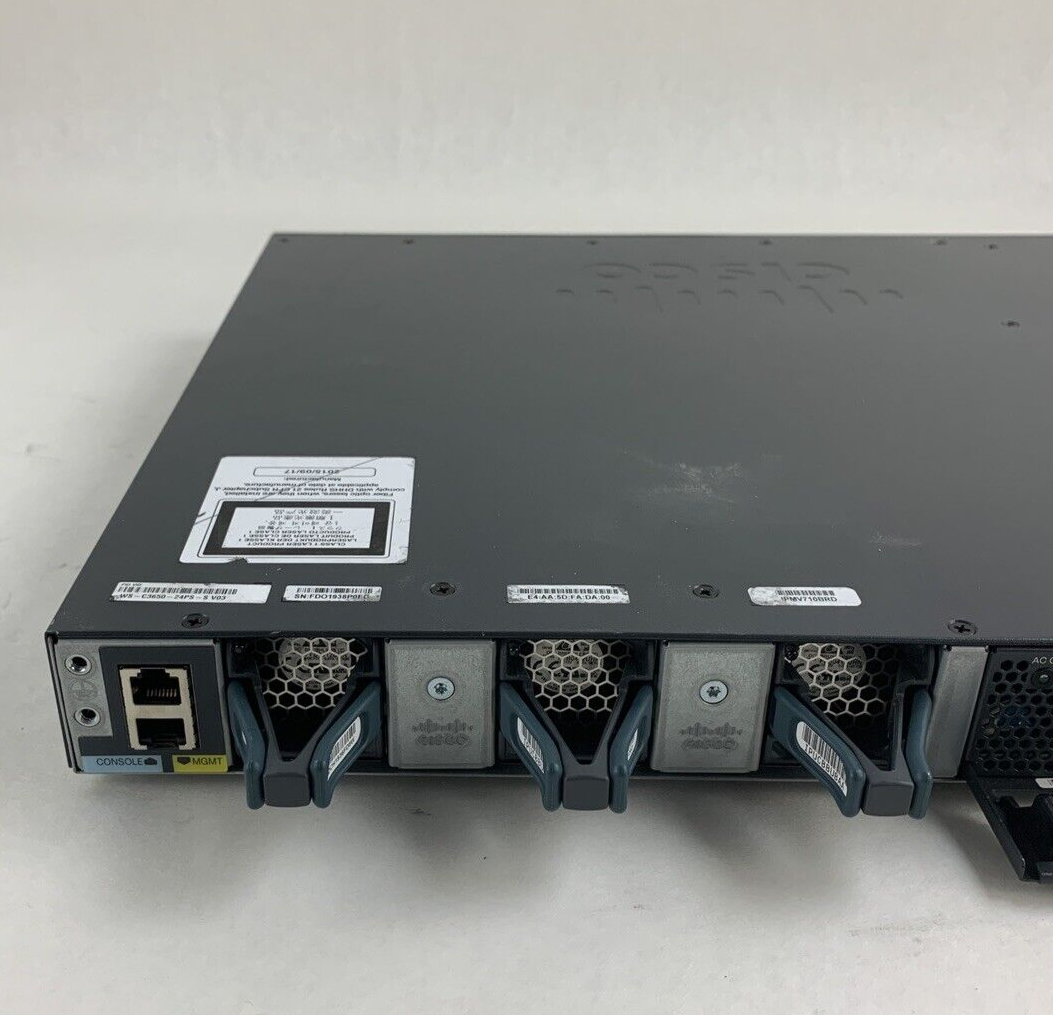 Cisco WS-C3650-24PS-S 24-Port Gigabit PoE Switch Managed Tested Bad Fan