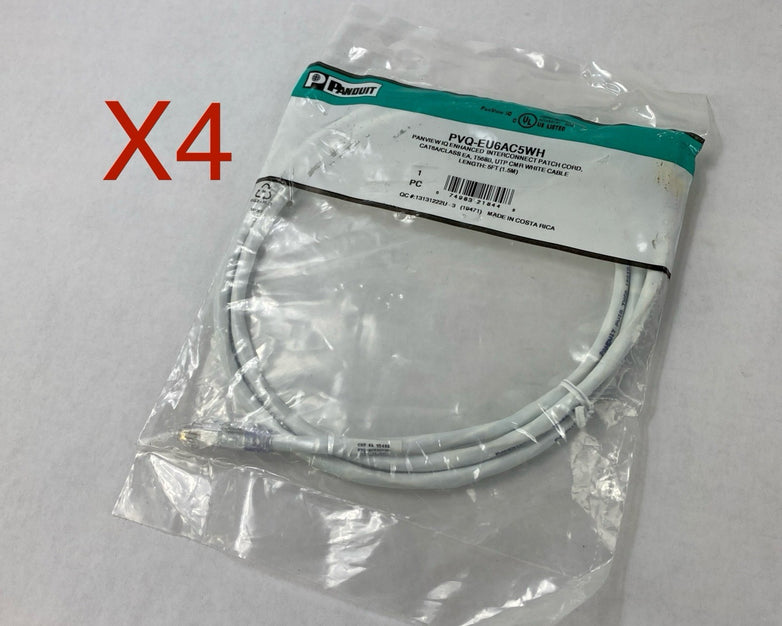 Enhanced Patch Cord CAT 6A PVQ-EU6AC5WH 5ft Cable Lot of  4