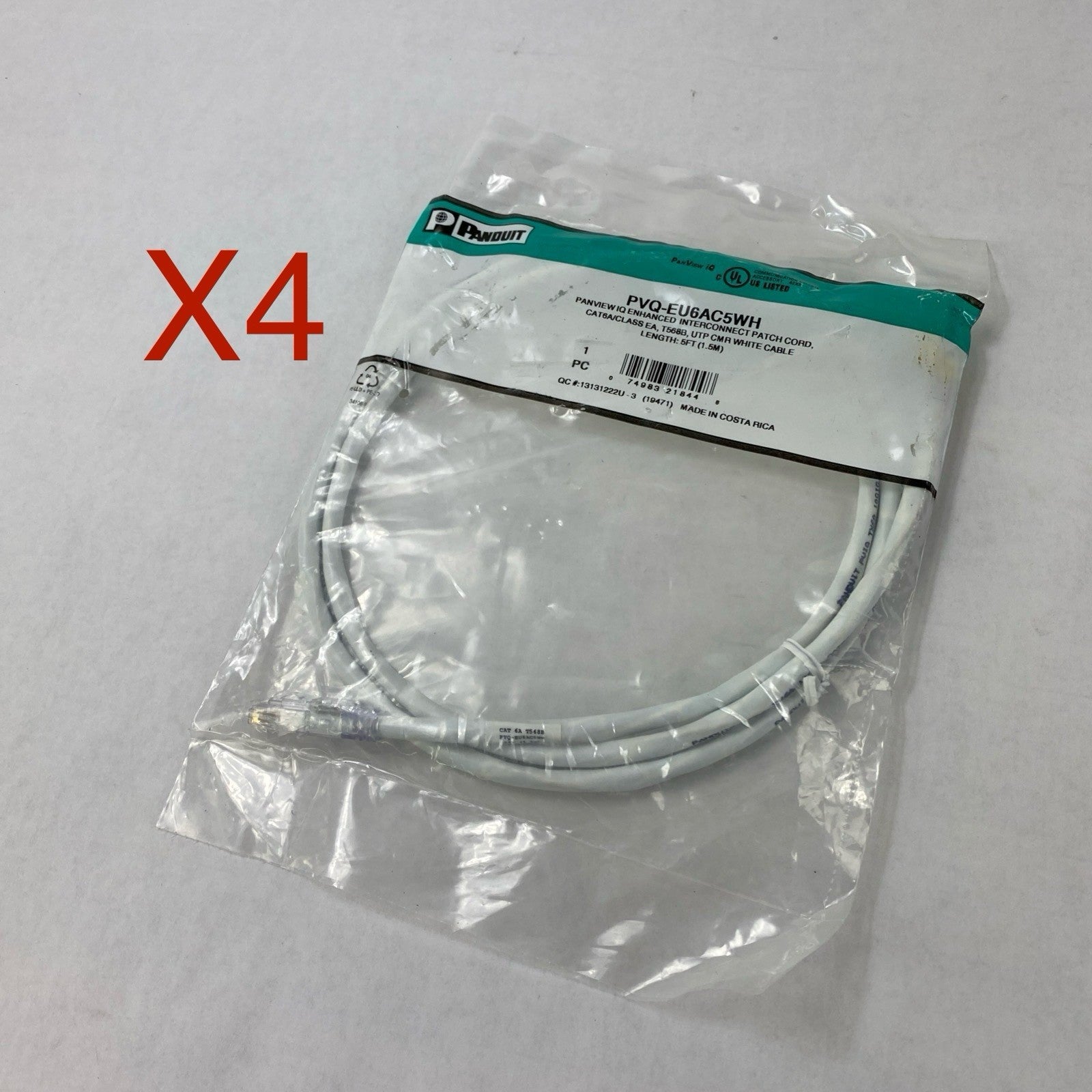 Enhanced Patch Cord CAT 6A PVQ-EU6AC5WH 5ft Cable Lot of  40