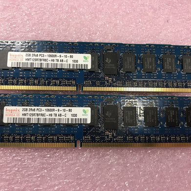 Hynix 4GB Kit 2x2GB 2Rx8 PC3-10600R-9-10-B0 Server Ram HMT125R7BFR8C