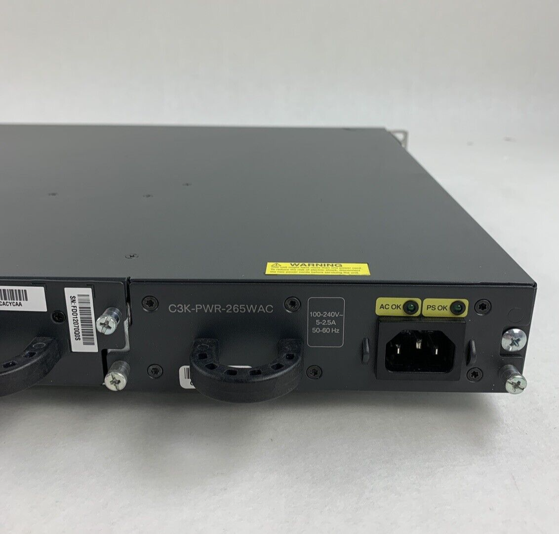 Cisco WS-C3750E-48TD-S V01 48-Port Gigabit Switch Tested Reset