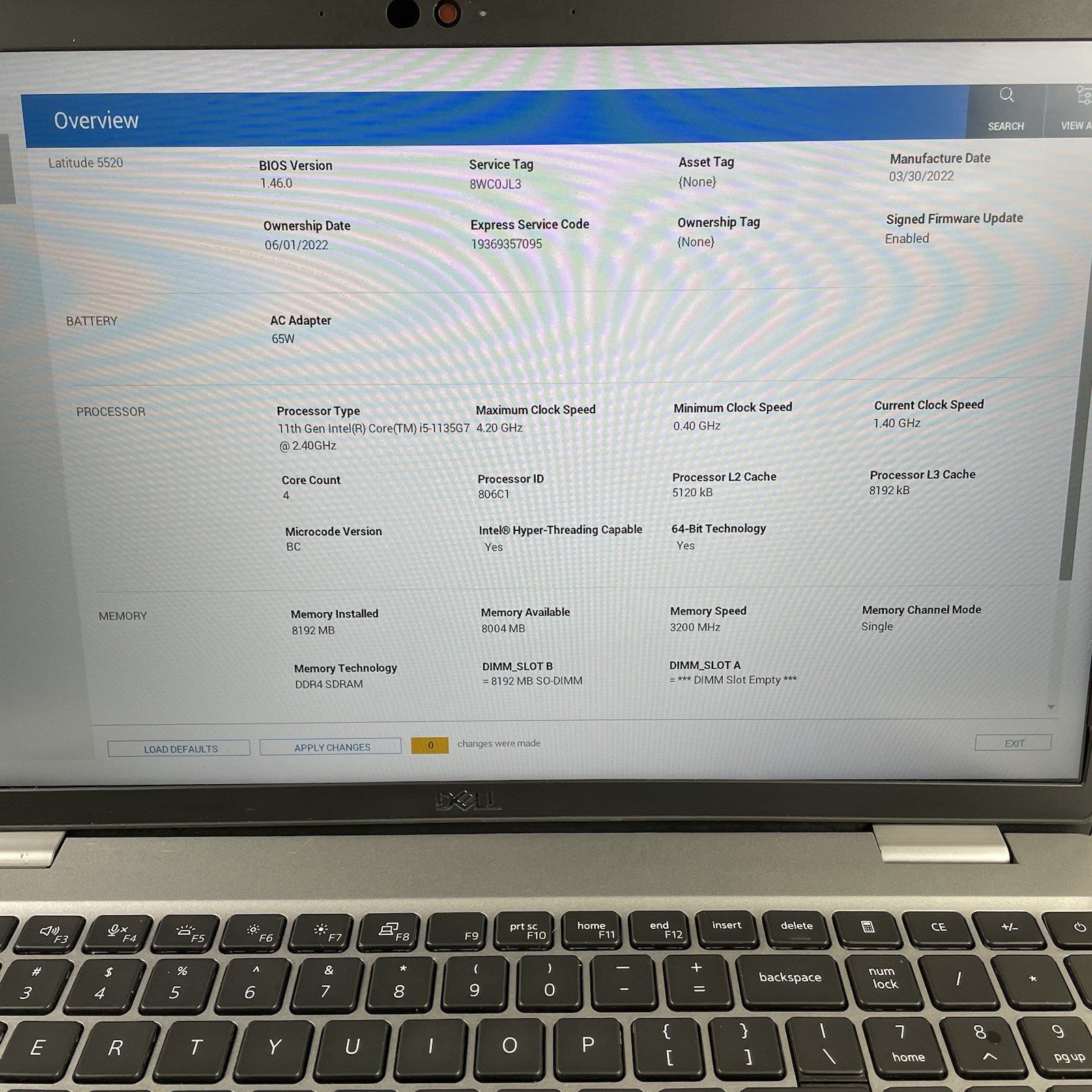 Dell Latitude 5520 15.6" i5-1135G7 2.40 GHz 8 GB RAM No SSD/OS/AC/Batt - READ5
