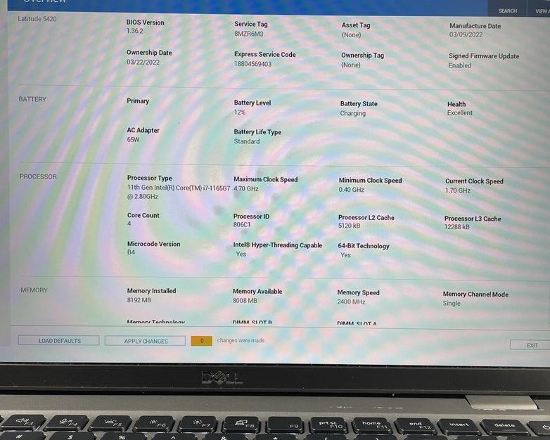 Dell Latitude 5420 14" i7-1165G7 2.80 GHz 8 GB RAM No SSD/OS/AC - READ