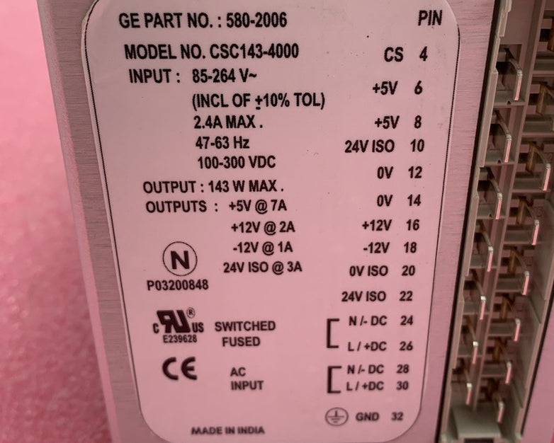 GE Energy Services D20-PS CSC143-4000 High Voltage AC/DC Power Supply