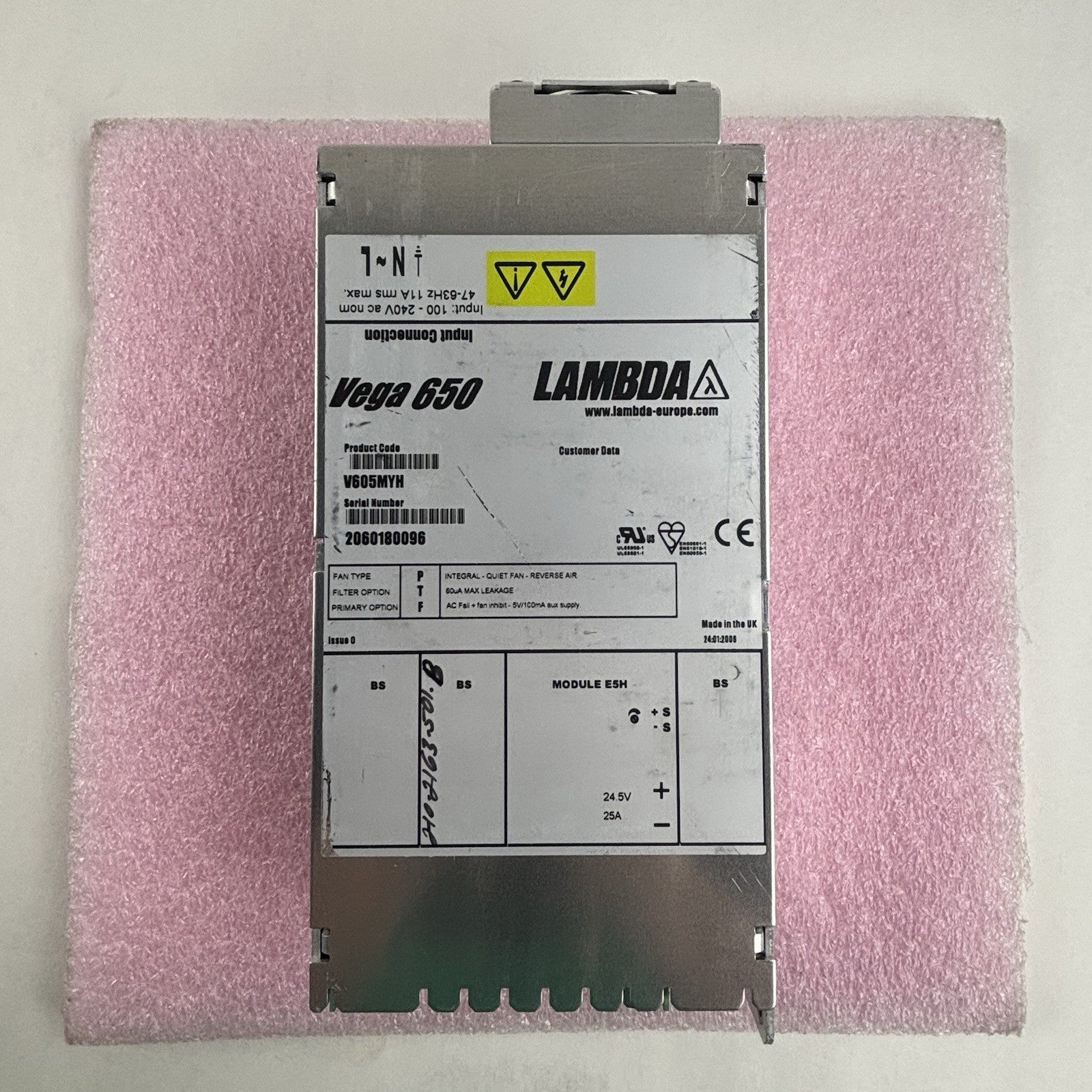 Lambda V605MYH Vega 650 Power Supply 24.5V 25A Untested