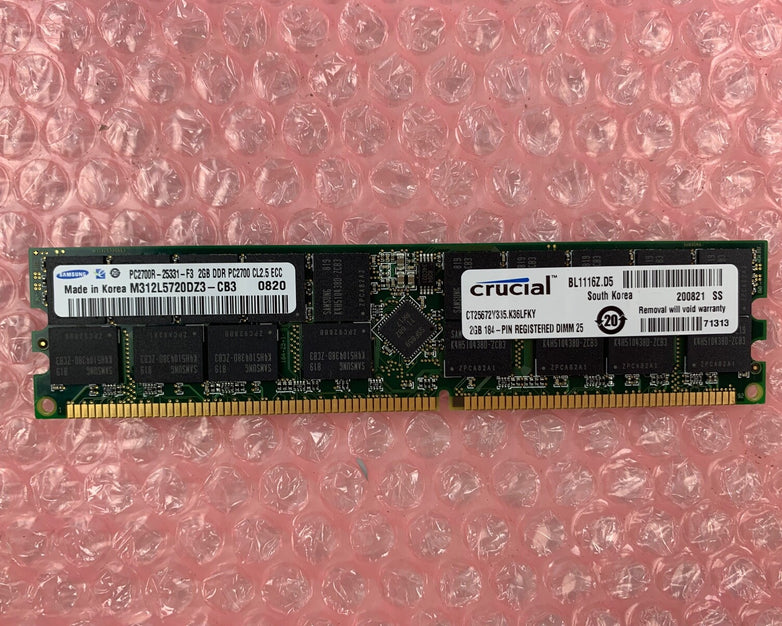 SAMSUNG 2GB PC DDR1 PC2700R CL2.5 2700R DDR1-333MHZ 333 184PIN ECC-REG RDIMM