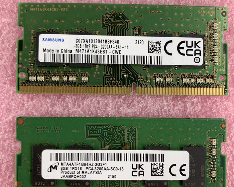 SK Hynix Micron Samsung  8 GB 1Rx8 PC4-3200AA Memory Module Mixed Lot of 6x