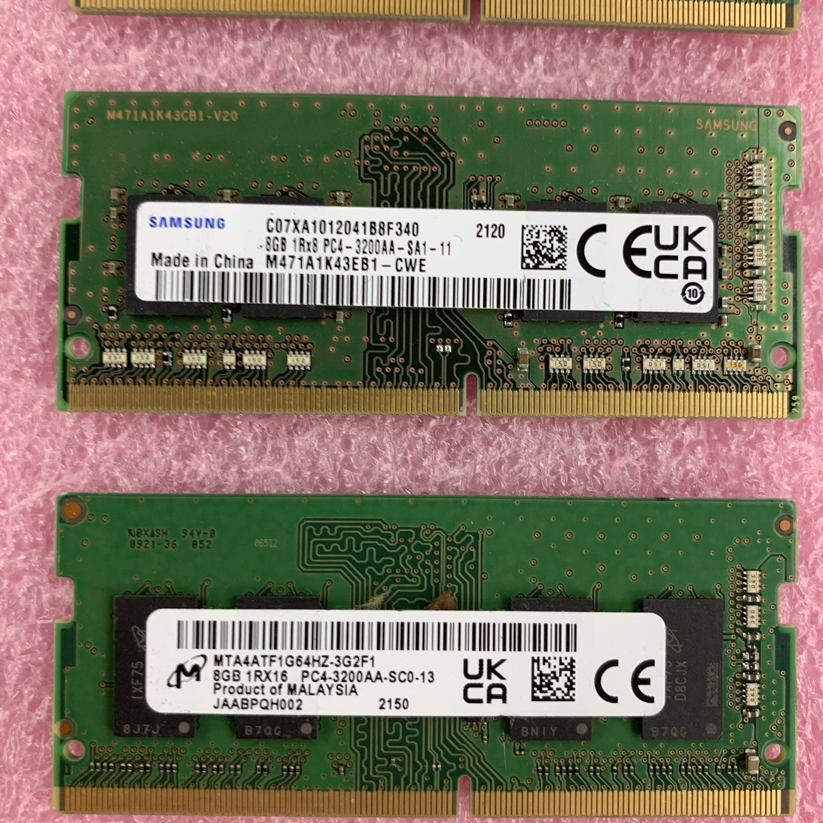 SK Hynix Micron Samsung  8 GB 1Rx8 PC4-3200AA Memory Module Mixed Lot of 6x