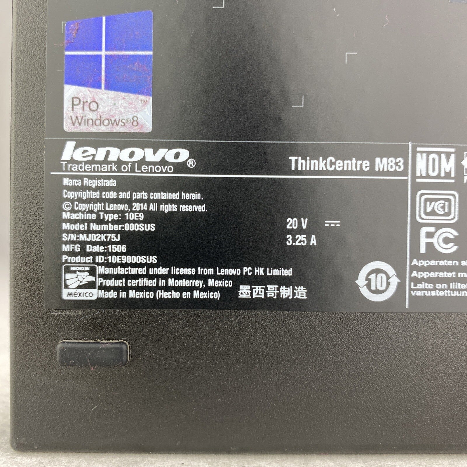 Lenovo ThinkCentre M83 Micro Quad Core i5-4590T 2.0GHz 8GB RAM WiFi No AC HDD OS