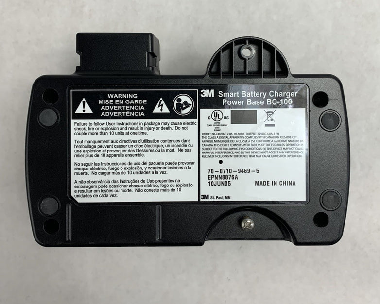 3M BC-100 Smart Battery Charger Power Base w/ BC-210A Smart Charger Adapter