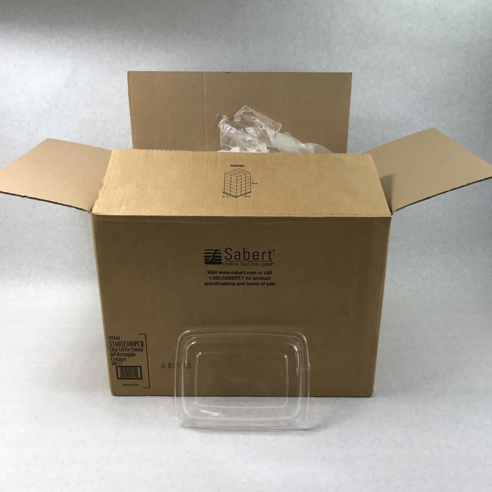Sabert 54127FSAM 7.5" X 12.5" Plastic Lids Clear Rectangular 300 Pack