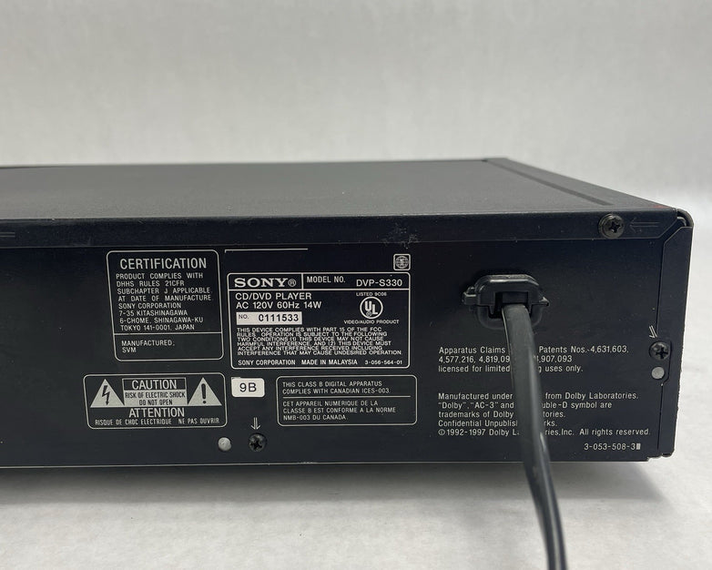Sony DVP-S330 DVD/CD/Video Player Tested