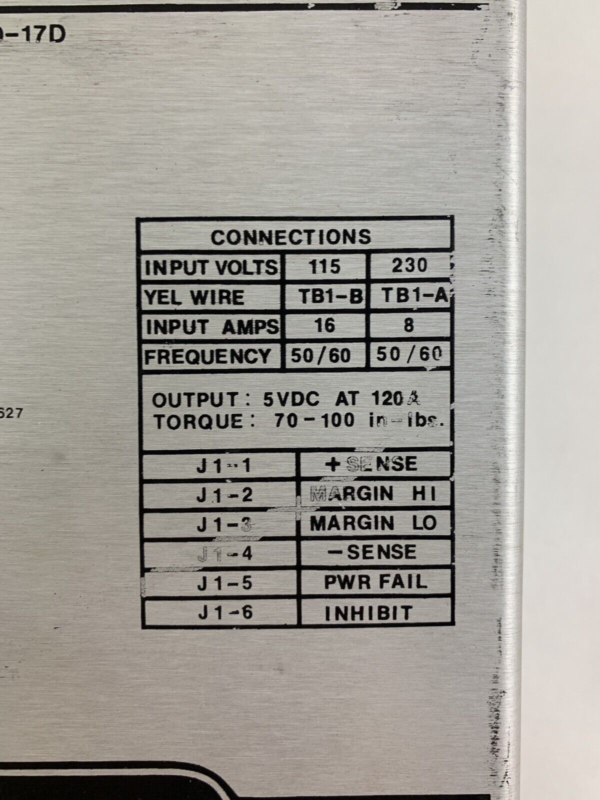 PowerTec DC Power Supply 115-230V 50-60 Hz 1500 VDC 9N5-120-17D Untested