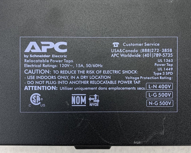 APC SurgeArrest Rackmount NET9RMBLK 120V 15A Power Distribution Unit - Tested
