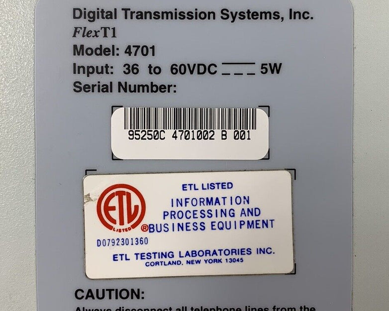Digital Transmission Systems DTS 4701 FlexT1