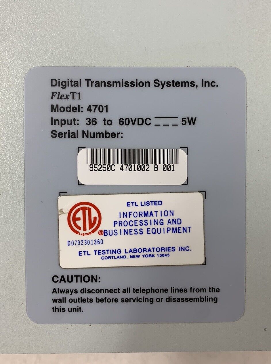 Digital Transmission Systems DTS 4701 FlexT1
