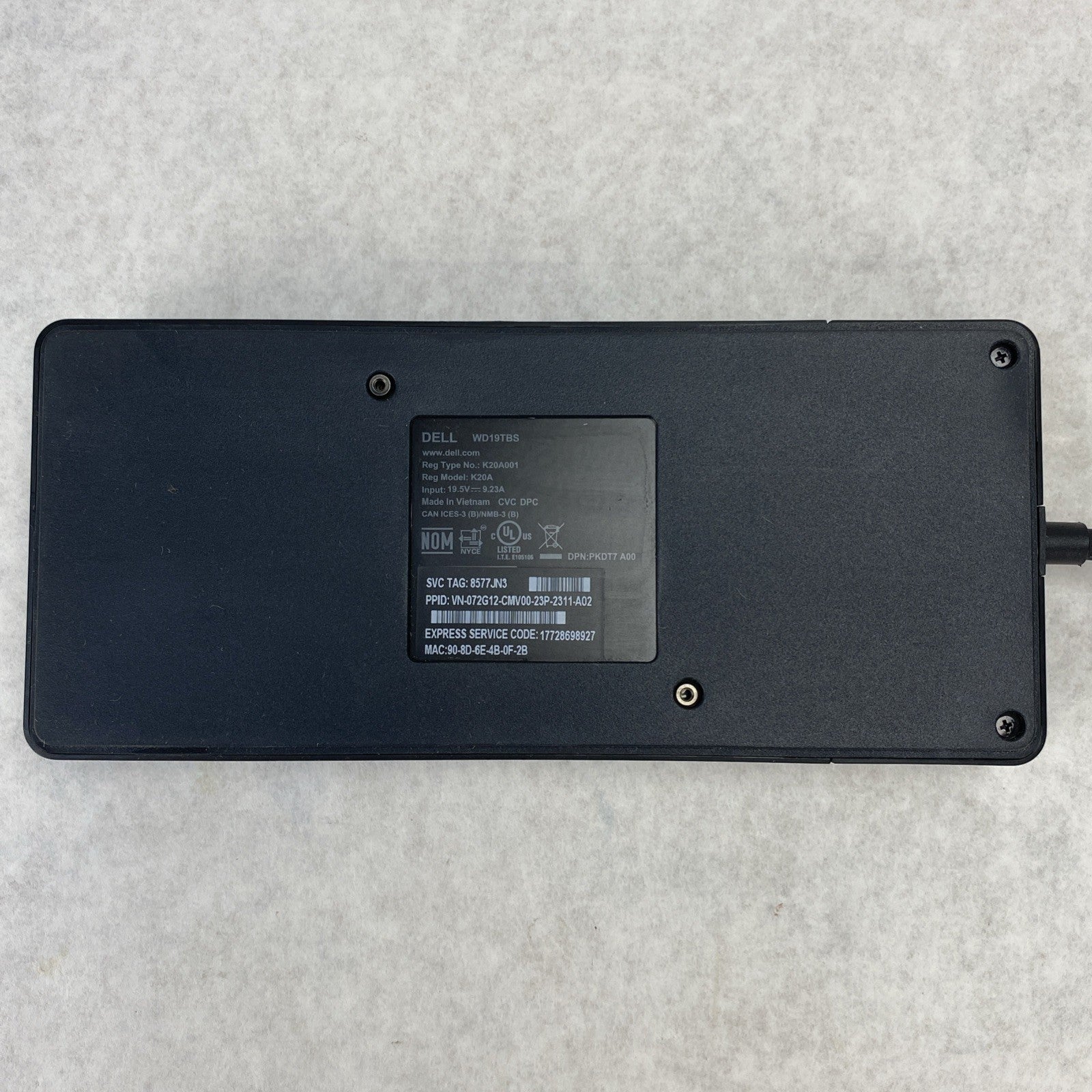 Dell WD19TBS K20A Thunderbolt USB-C Docking Station7