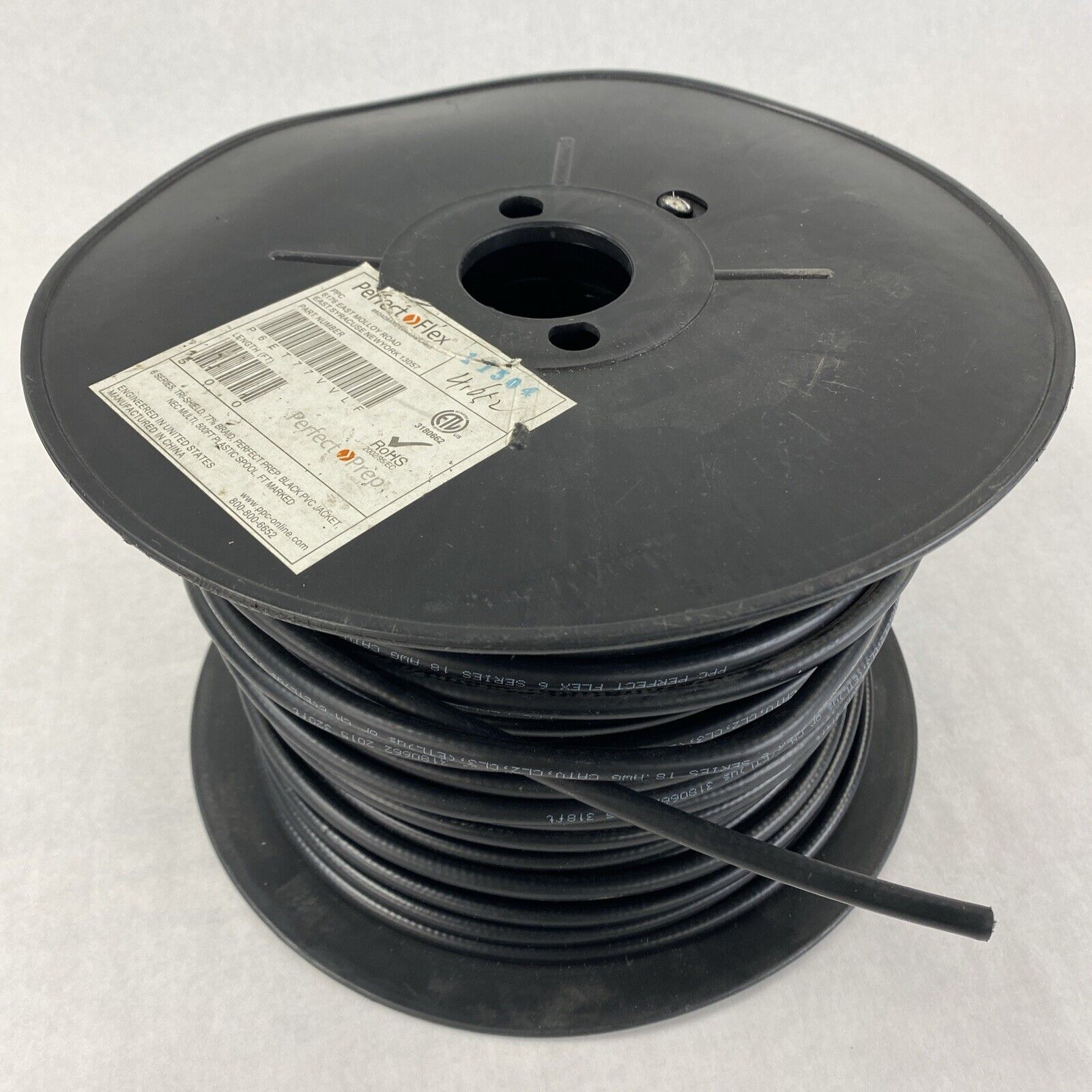 Perfect Flex P6ET77VVLF PPC Bulk Coax Tri-Shield 77% Braid Black LESS THAN 500FT