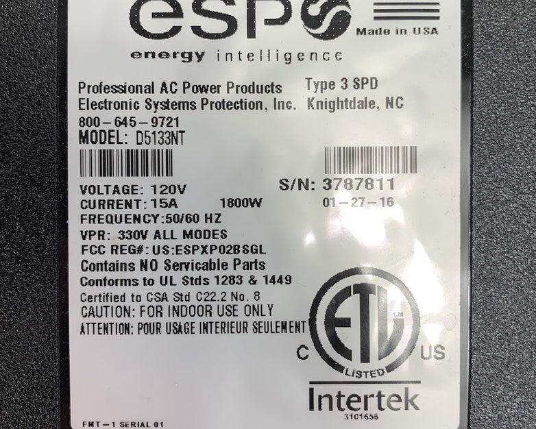 ESP D5133NT 800-645-9721 Surge Protector