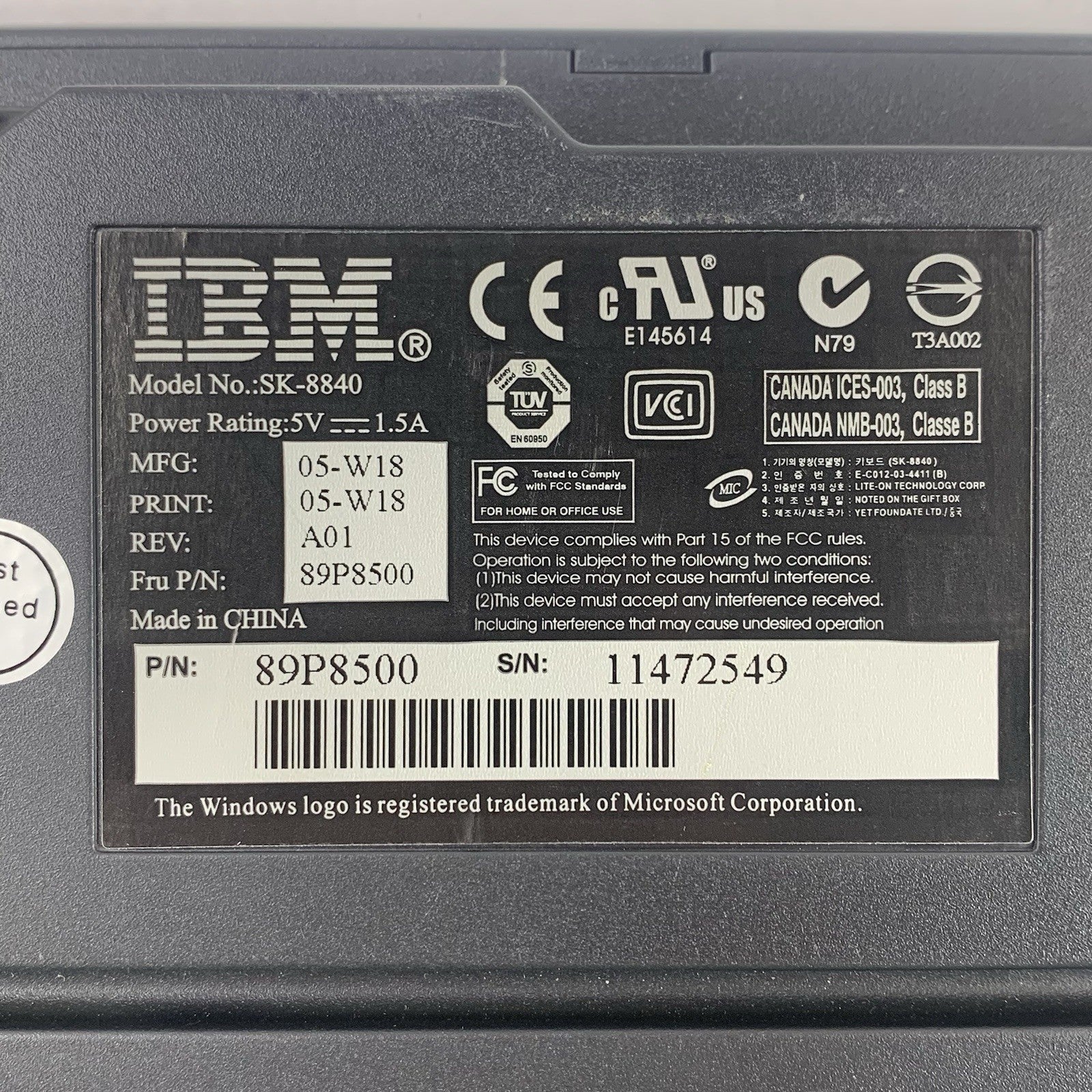 IBM SK-8840 PS/2 Wired Keyboard With TrackPoint US English Tested5