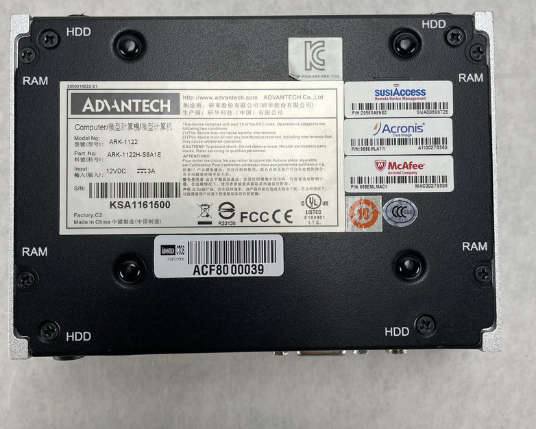 Advantech ARK-1122 Intel Atom N2600 1.60 GHz 4 GB Ram No SSD No OS