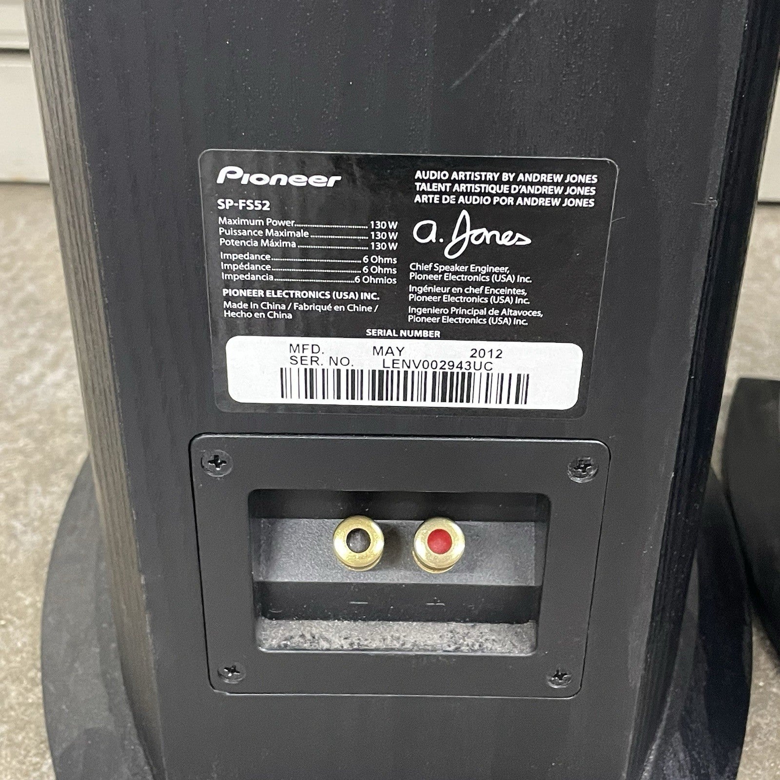 Pioneer SP-FS52 Andrew Jones Designed Floorstanding Loudspeaker Set Of 27