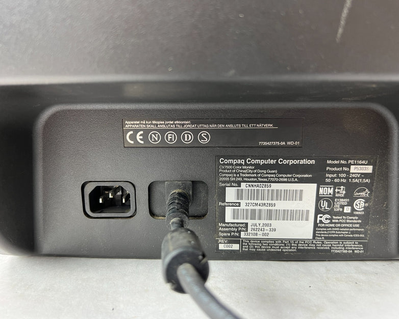 HP Compaq CV7500 17" Color Monitor 262243-339 1024x768 @85Hz NO STAND