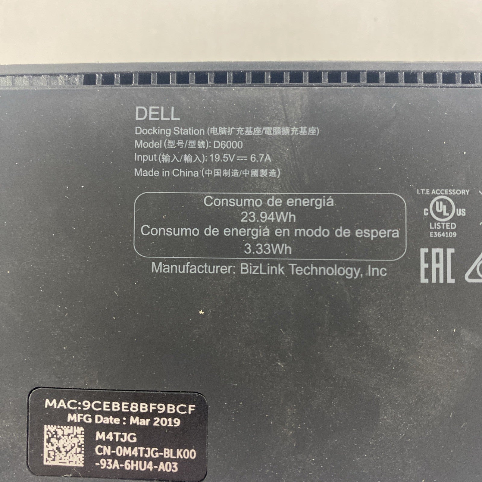 Dell D6000 Docking Station No Power Cord Lot of 210