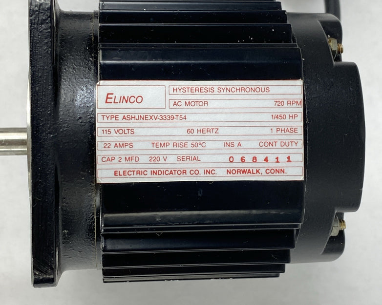 Electric Indicator ASHJNEXV-3339-T54 720 RPM Hysteresis Synchronous AC Motor