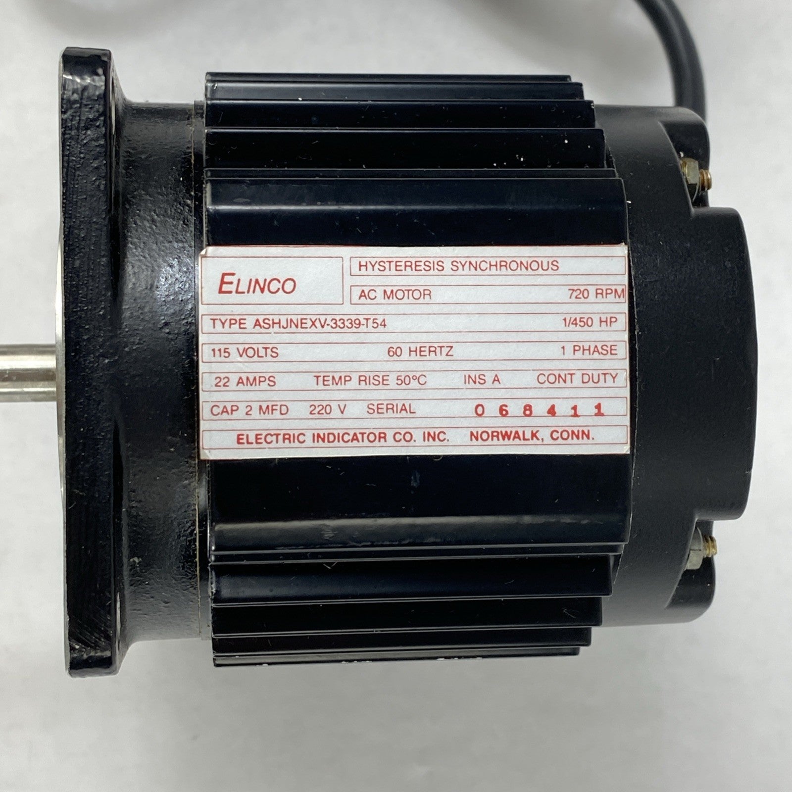 Electric Indicator ASHJNEXV-3339-T54 720 RPM Hysteresis Synchronous AC Motor3