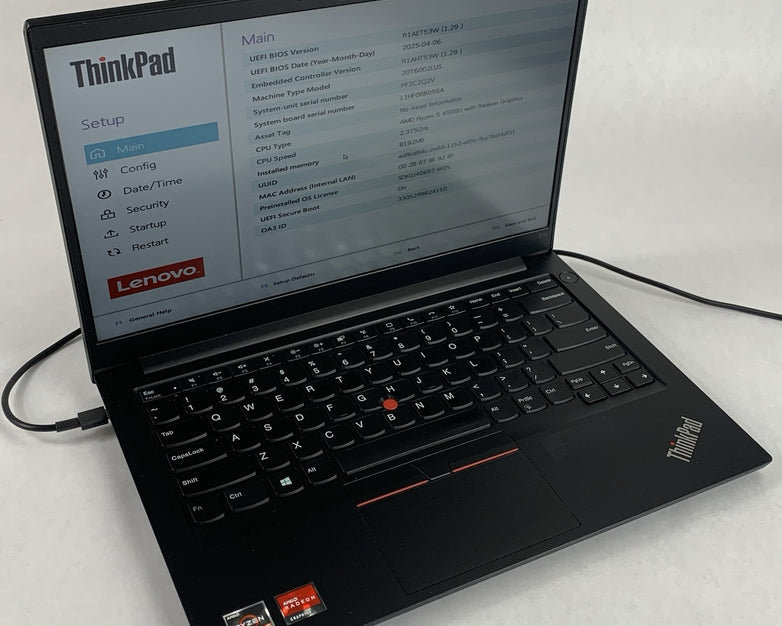 Lenovo ThinkPad E14 Gen 2 Ryzen 5 4500U 2.375 GHz 8GB Ram No OS/SSD/AC/Batt Chip