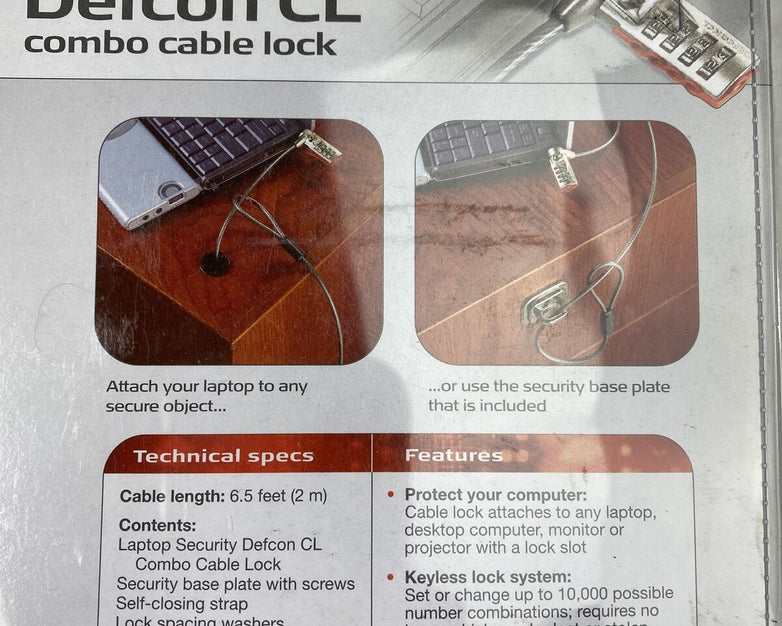Targus PA410U Defcon CL Laptop Cable Combination Lock 6.5ft 0UC221 b