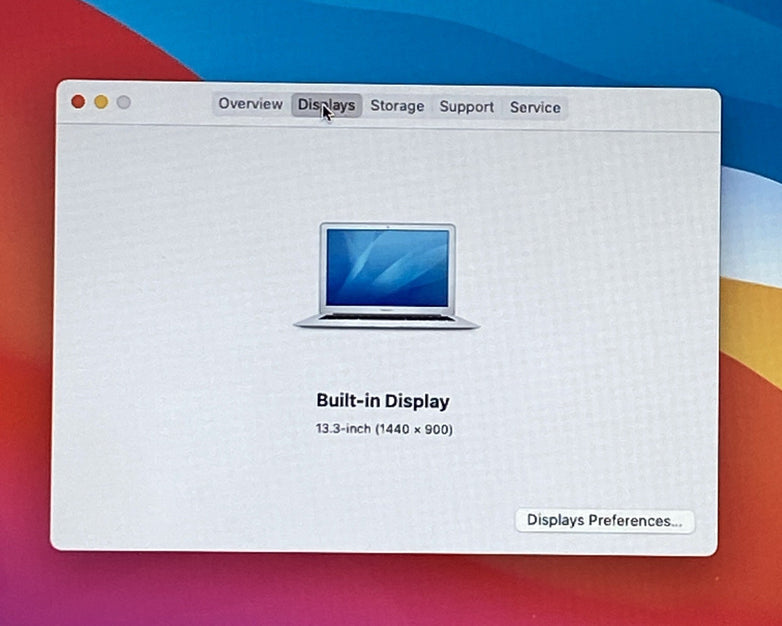 Apple MacBook Air A1466 2013 13" 1.3GHz i5 8GB RAM 120GB SSD os11.7.1 596 Cycles