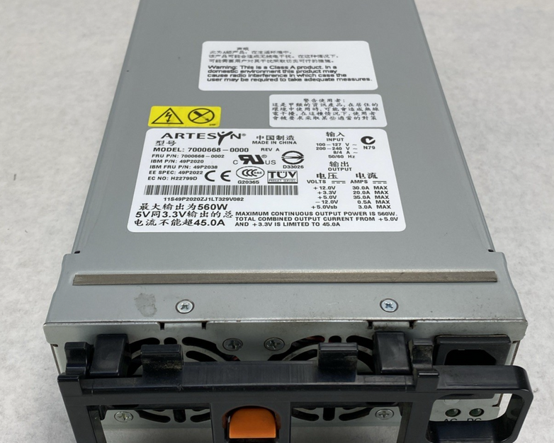 Artesyn 7000668-0000 IBM P/N: 49P2020 560W Power Supply