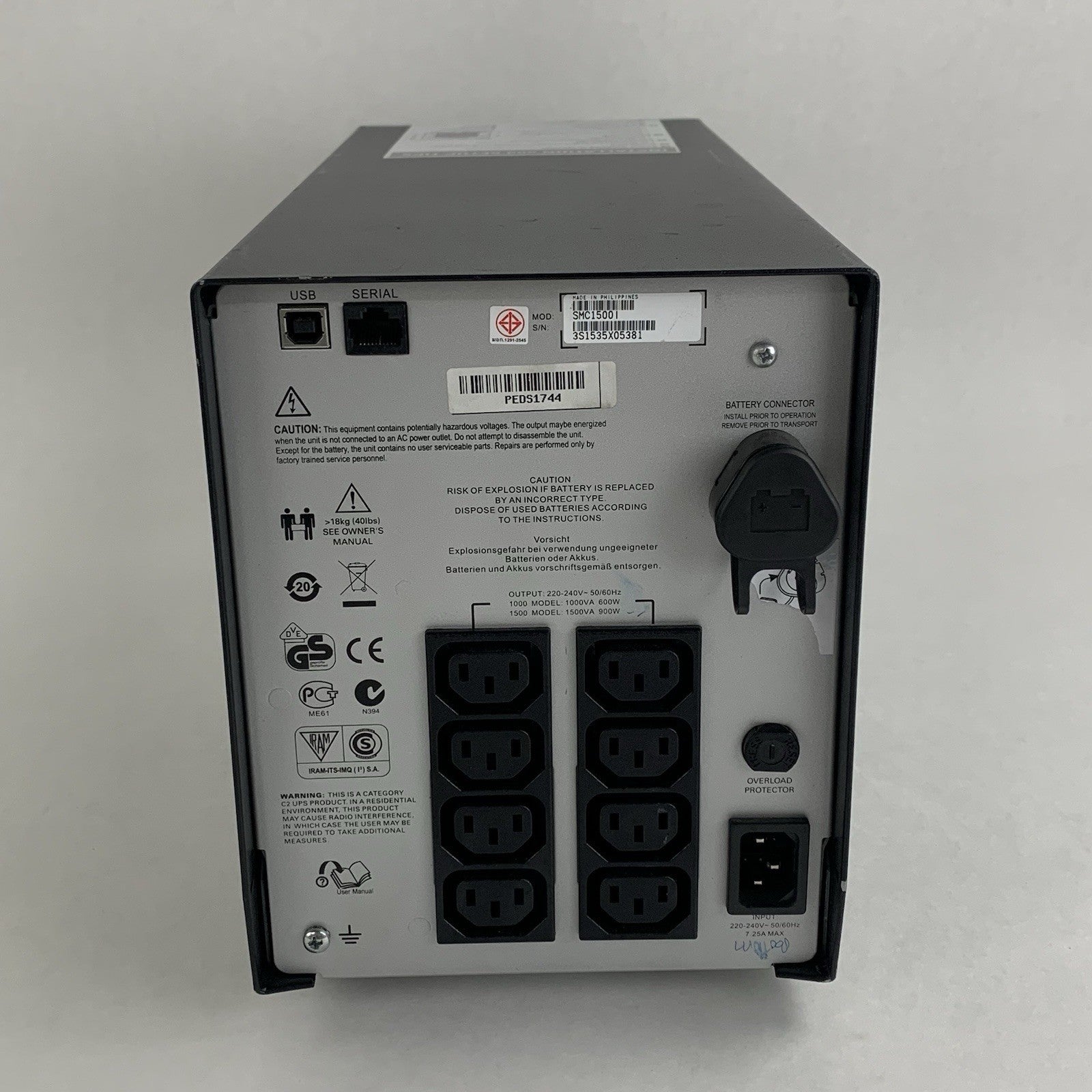 APC SMC1500I Smart UPS 1500VA 900W Tower UPS Tested No Batteries3