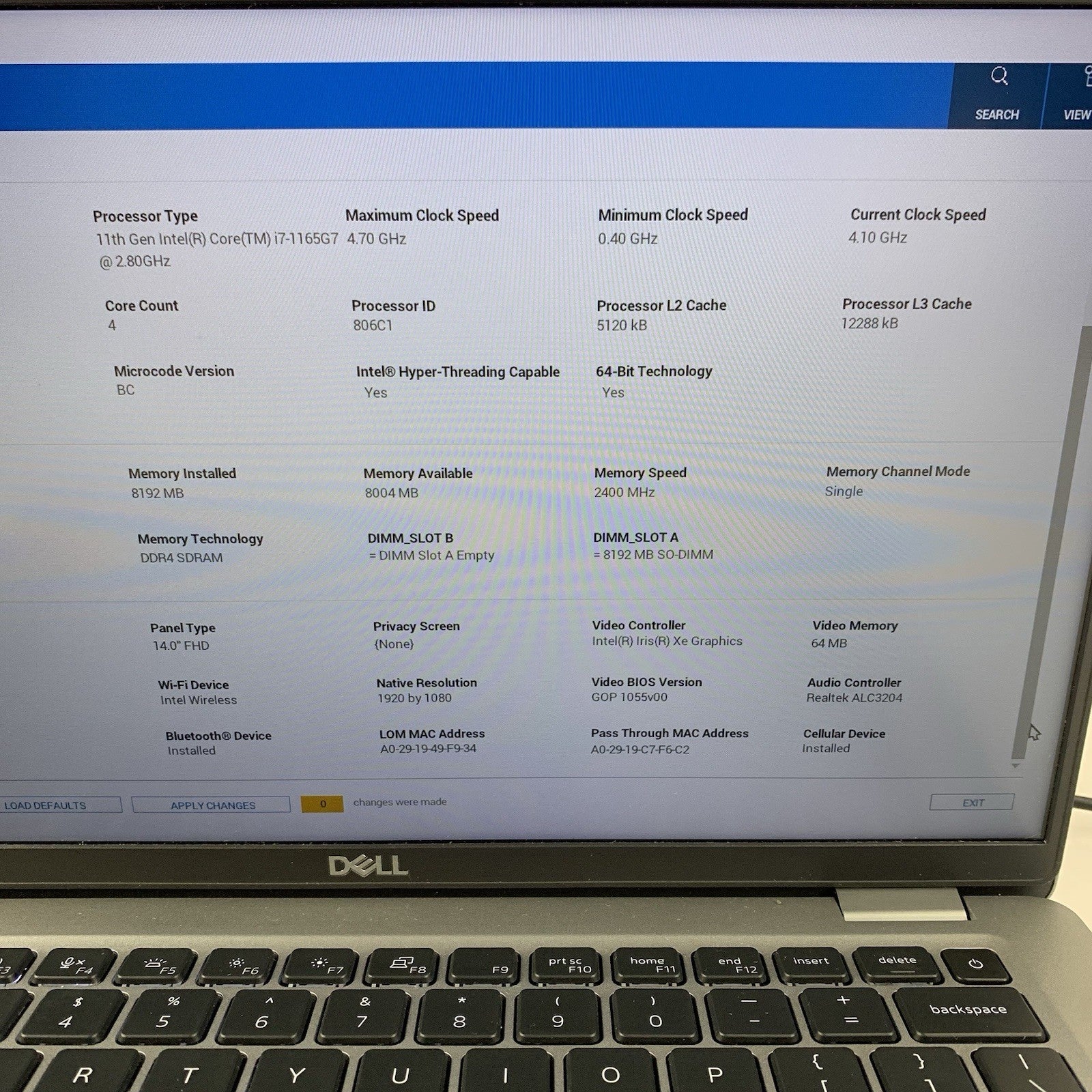 Dell Latitude 5420 14" Laptop i7-1165G7 2.8 GHz 8 GB Ram No OS/SSD/AC/Batt3