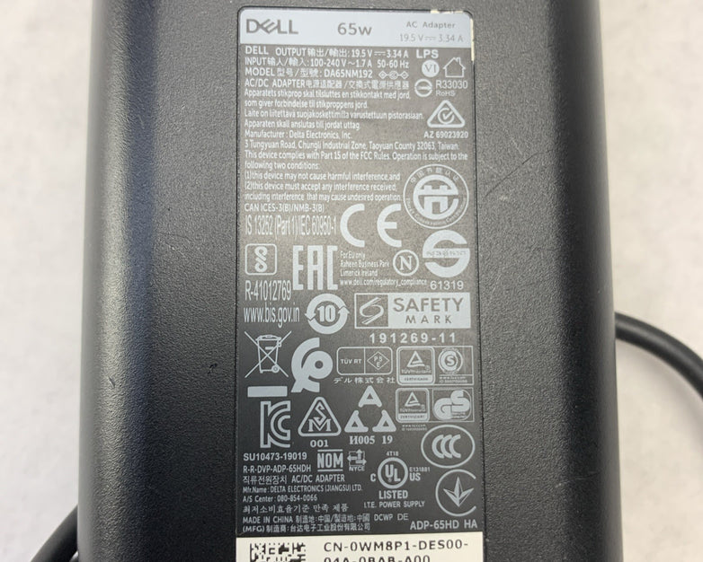 Dell 0WM8P1 65W 19.5V 3.34A 7.4mm Barrel AC Adapter Charger DA65NM192
