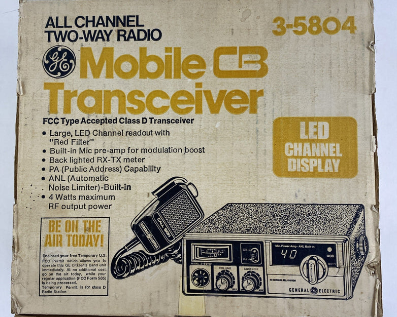 General Electric 3-5804 Mobile CB Transceiver Two Way radio