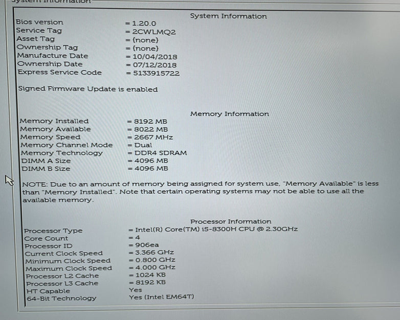 Dell XPS 15 9570 15.6" i5-8300H 2.30 GHz 8 GB RAM No SSD/OS/AC - Bent Bottom