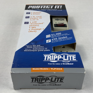 Tripp-Lite TLP404 4-Outlet 390J Surge Protector 4ft Power Strip