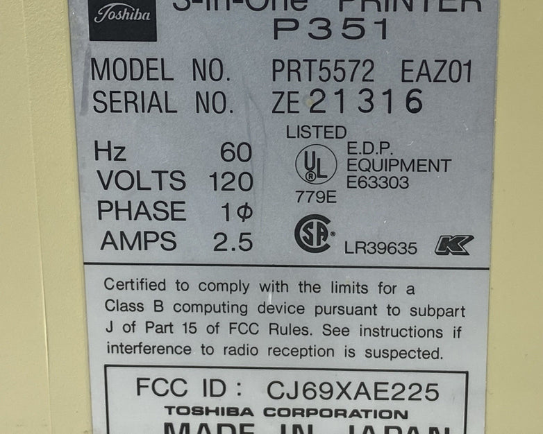 Toshiba P351 3-in-One Printer PRT5572