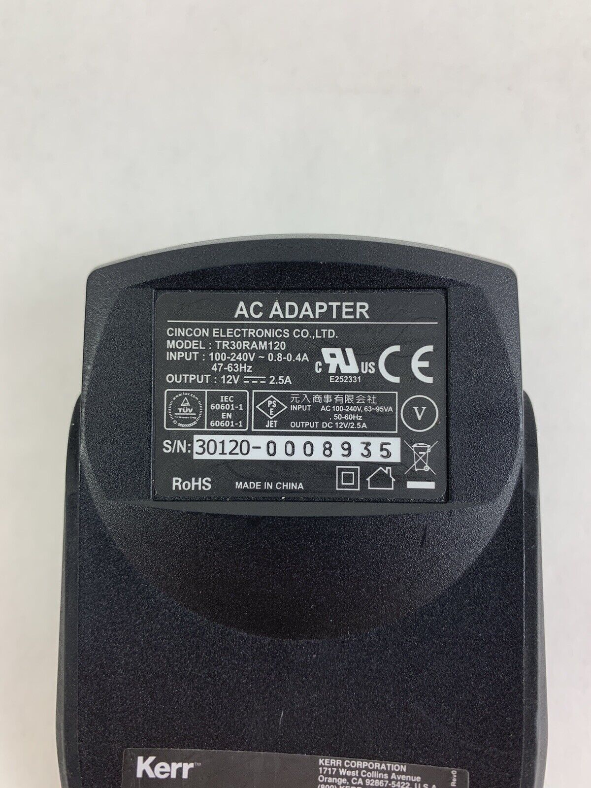 Cincon TR30RAM120 Black 100-240V 47-63Hz 12V 2.5A Missing Adapter