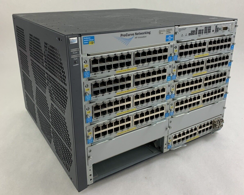HP ProCurve J8698A 5412zl 8x J8702A 1x J8705A Gig PoE Network Switch Tested