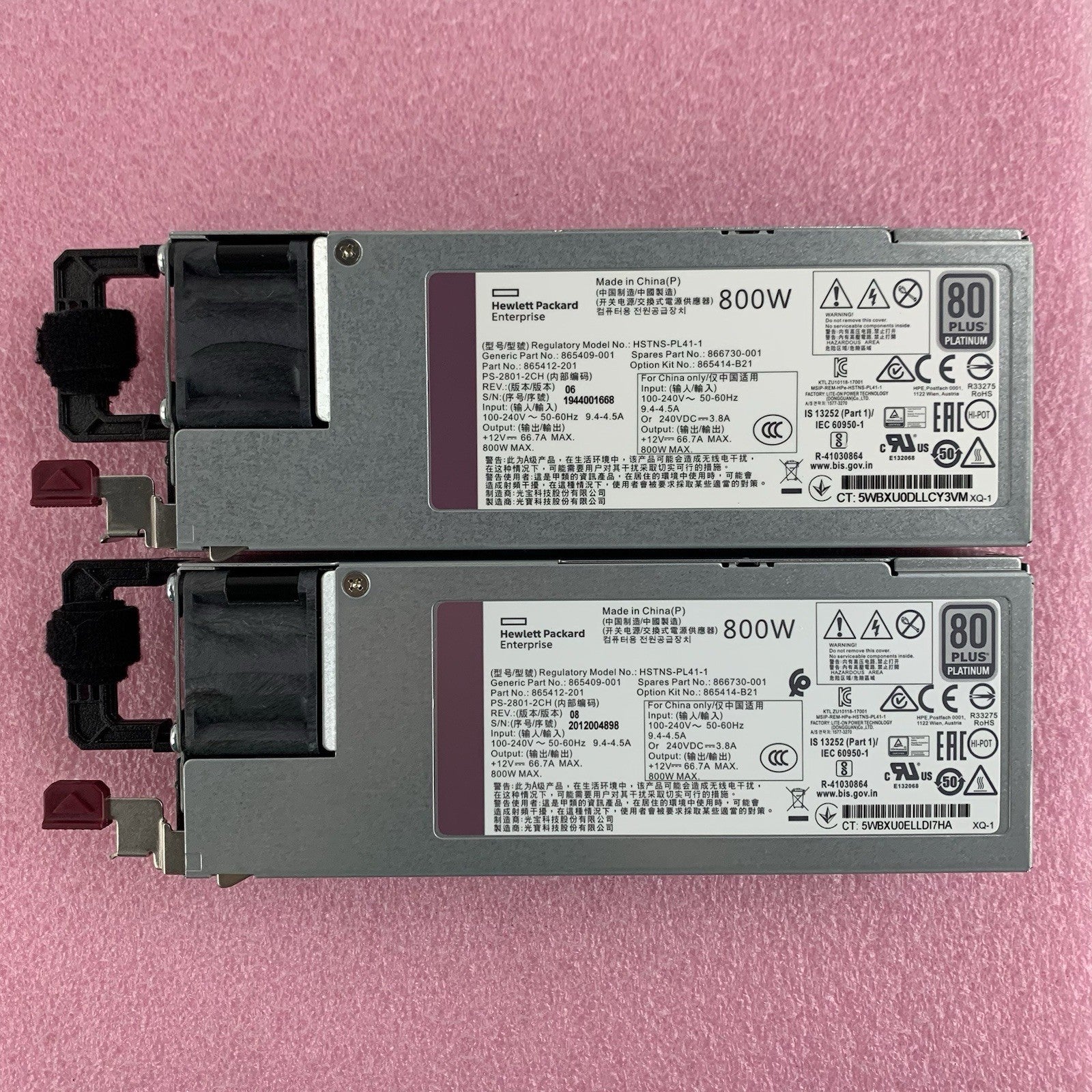 HP  HSTNS-PL41 800W Flex Slot Platinum Hot Plug Power Supply Lot of 2x2