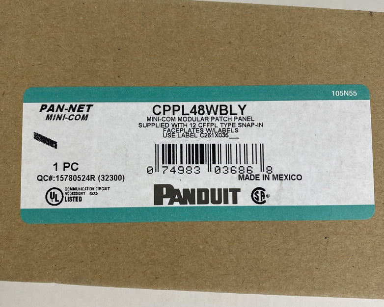 Panduit CPPL48WBLY Patch Panel Mini-Com Rack Mt 48 Port
