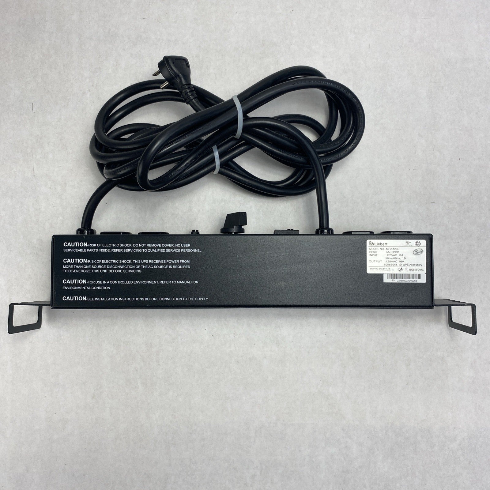 Vertiv MP2-120C Liebert MicroPOD AC Power System 120V 16A Right Angle NEMA 5-20P6