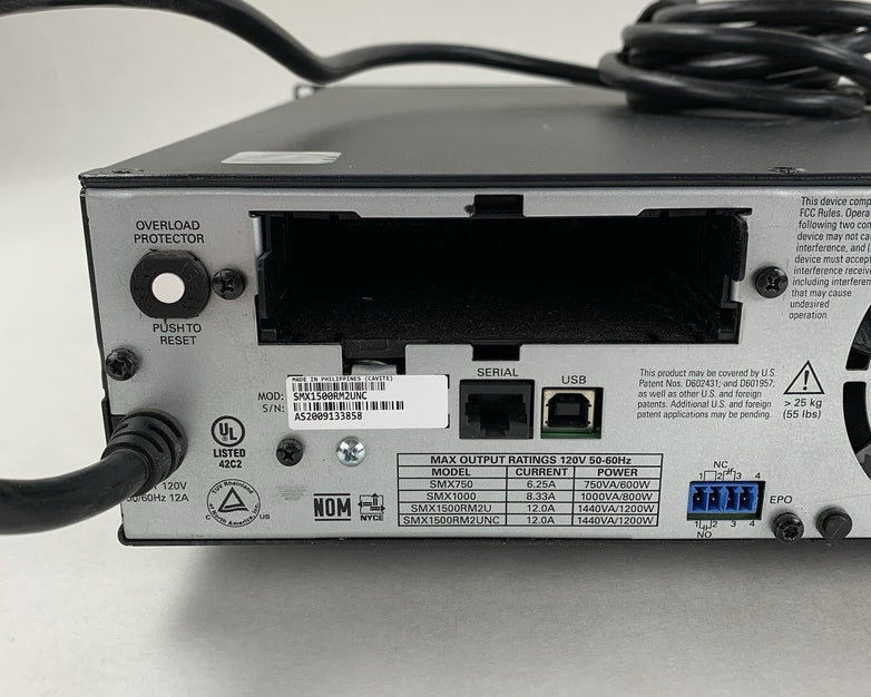 APC SMX1500RM2UNC SmartUPS 1500VA/1200W 120V Rack Tested No Batteries No Caddy